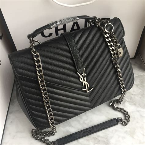 ysl college bag small black|YSL black bag with chain.